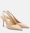 Jimmy Choo 85mm Love Glittered Leather Slingback Pumps In Neutral