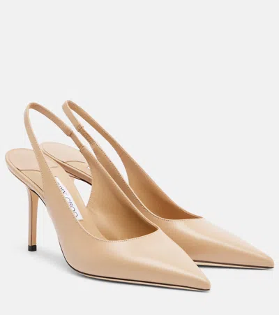 Jimmy Choo Love 85 Calf Leather Slingback Pumps In Neutral