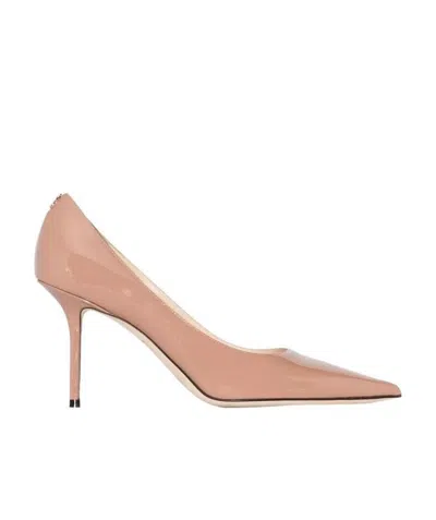 Jimmy Choo Love Logo Plaque Detail 85mm Pumps In Nude