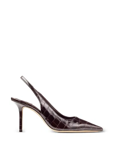 Jimmy Choo Love Pointed Crocodile-embossed Slingbacks Pumps In Brown