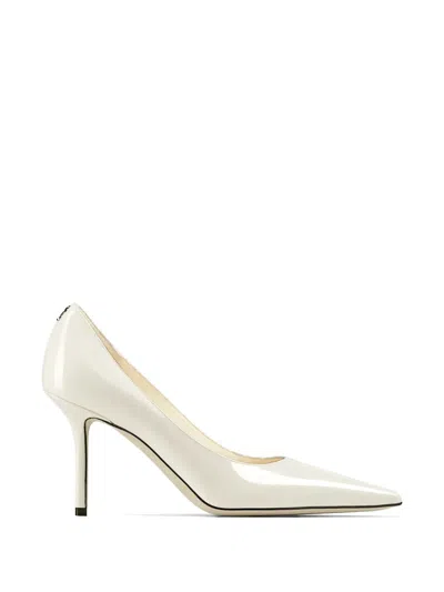 Jimmy Choo Milk Patent Leather Love 85 Pumps With Pointed Toe Design In Neutral