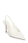 Jimmy Choo Love Slingback Pumps Pointed Toe Mid Heel In White
