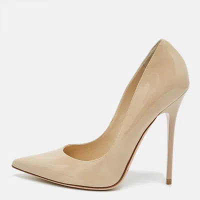 Pre-owned Jimmy Choo Love Size 36 Beige Patent Leather Pointed Toe Pumps In Sand