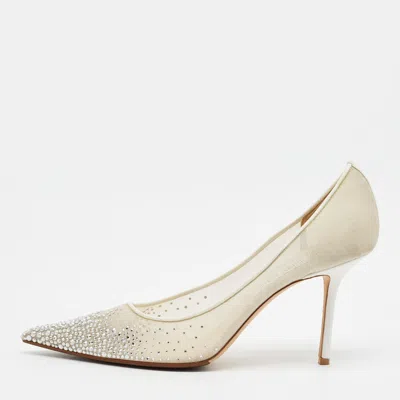 Pre-owned Jimmy Choo Love Size 43 White Net Pointed Toe Pumps