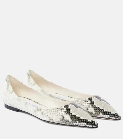 Jimmy Choo Love Snake-effect Leather Ballet Flats In Multicoloured