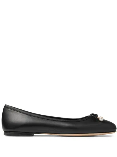 JIMMY CHOO LOW SHOES IN BLACK TASSEL WITH PEARLS