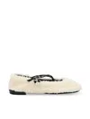 Jimmy Choo Shearling Cross-strap Ballerina Flats In Neutral