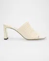 Jimmy Choo Lua Ruched Leather Stiletto Mules In Latte