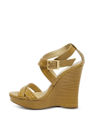 Pre-owned Jimmy Choo Lucia Lizard-embossed Sandals In Neutral