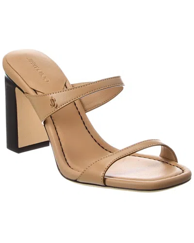 Jimmy Choo Lucian 85 Leather Sandal In Neutral