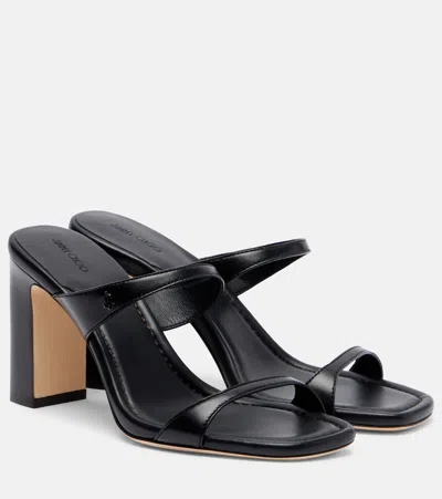 Jimmy Choo Lucian 85 Leather Mules In Black