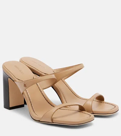 Jimmy Choo Lucian 85 Leather Mules In Neutral