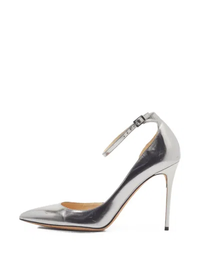 Pre-owned Jimmy Choo Lucy Leather Heeled Pumps In Silver