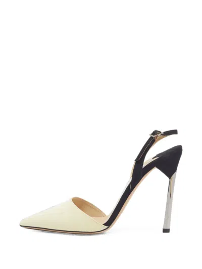 Pre-owned Jimmy Choo Lucy Leather Slingback Pumps In White