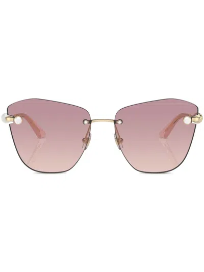 Jimmy Choo Pearly Rimless Metal Butterfly Sunglasses In Light Gold