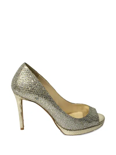 Pre-owned Jimmy Choo Luna Open-toe Pumps In Gold