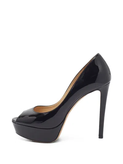 Pre-owned Jimmy Choo Luna Peep-toe Pumps In Black