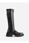 Jimmy Choo Lune Low Heels Boots In Black Leather In Black