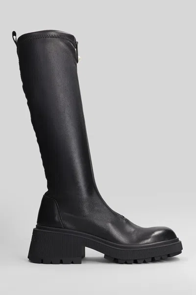 Jimmy Choo Lune Low Heels Boots In Black Leather