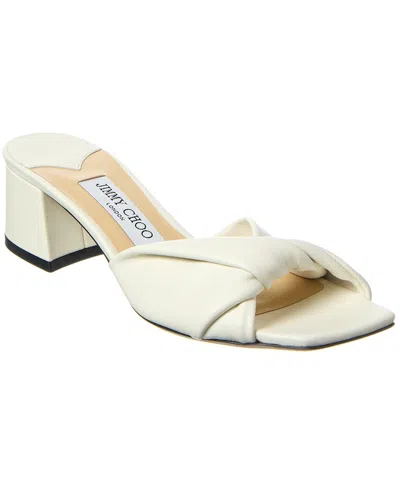 Jimmy Choo Mules Aus Leder Mit Twist-detail In Off-white