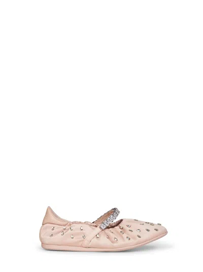 Jimmy Choo Macaron Crystal-embellished Taffeta Jade Ballet Flats In Pink