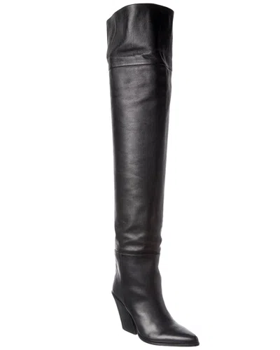 Jimmy Choo Maceo 85 Leather Over-the-knee Boot In Black