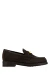 Jimmy Choo Dark Brown Suede Maddie Diamond Loafers