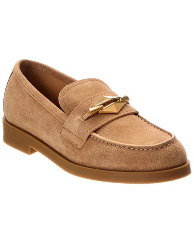 Jimmy Choo Maddie Diamond Suede Loafer In Neutral