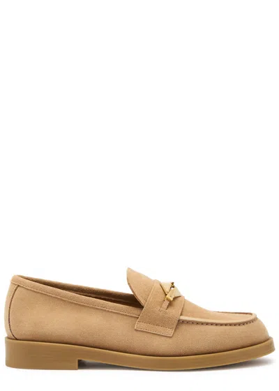 Jimmy Choo Maddie Diamond Suede Loafers In Beige