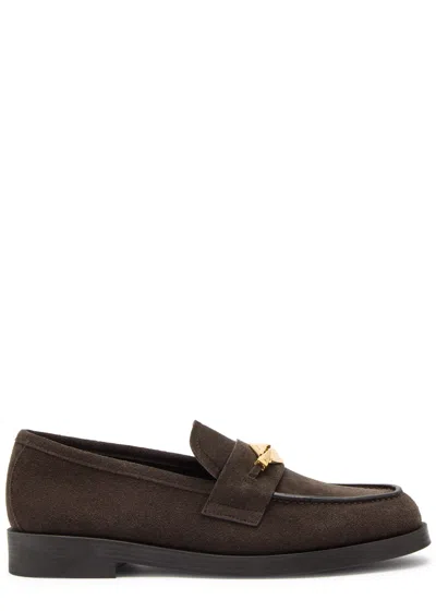 Jimmy Choo Maddie Diamond Suede Loafers In Brown