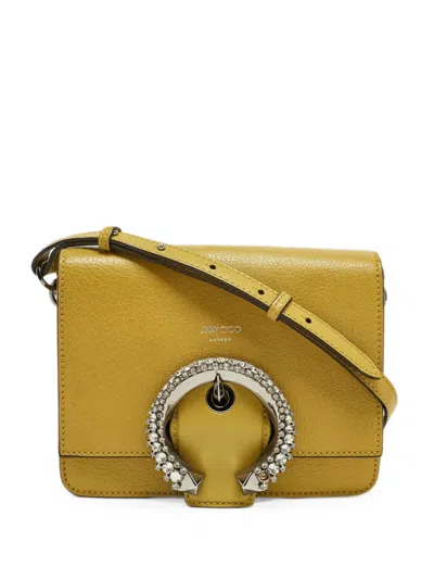 Pre-owned Jimmy Choo Madeline Crystal Buckle Shoulder Bag In Yellow