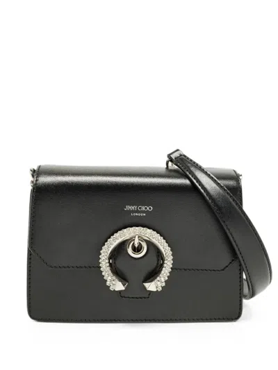 Pre-owned Jimmy Choo Madeline Crystal Shoulder Bag In Black