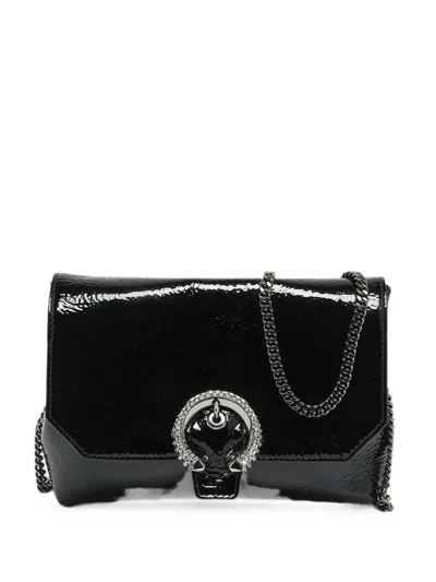 Pre-owned Jimmy Choo Madeline Crystal Shoulder Bag In Black