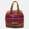 JIMMY CHOO /MAGENTA LEATHER AND WATERSNAKE LEATHER JUSTINE SATCHEL