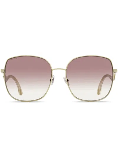 Jimmy Choo Mamie Oversize-frame Sunglasses In 3ygnq Light Gold