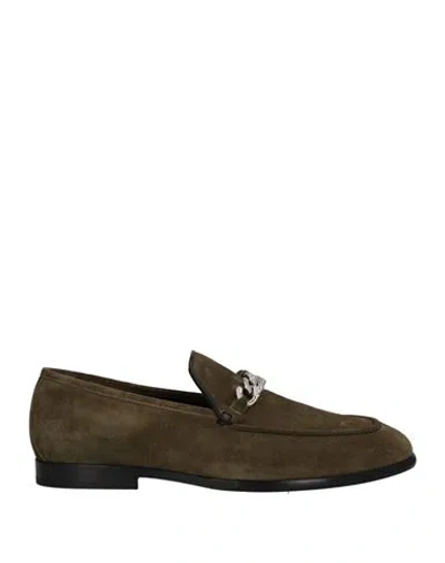 Jimmy Choo Man Loafers Military Green Size 12 Soft Leather