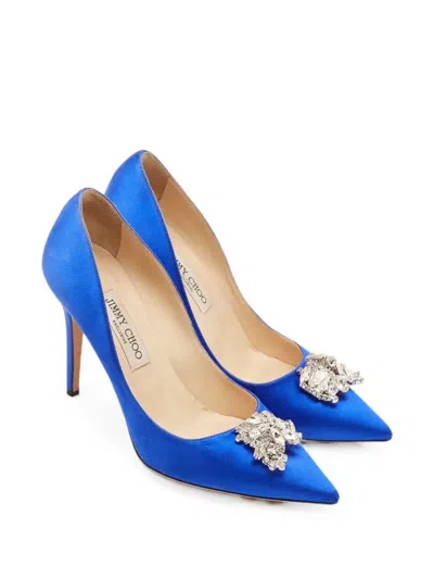Pre-owned Jimmy Choo Manda Crystal-embellished Pumps In Blue