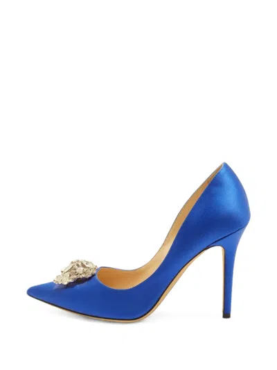 Pre-owned Jimmy Choo Manda Crystal-embellished Pumps In Blue