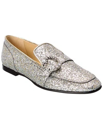Jimmy Choo Mani Glitter Loafer In Silver