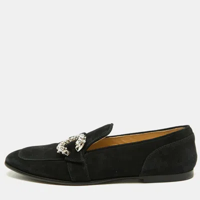 Pre-owned Jimmy Choo Mani Size 37 Black Suede Loafers
