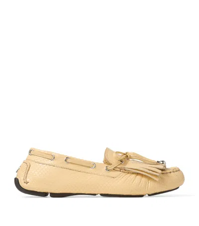 Jimmy Choo Manon Flat Leather Loafers In Yellow