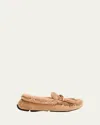 Jimmy Choo Manon Velvet Suede Loafers With Shearling In Brown