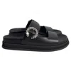 Jimmy Choo Marga Crystal-buckle Slide Sandals In Black Leather In Black