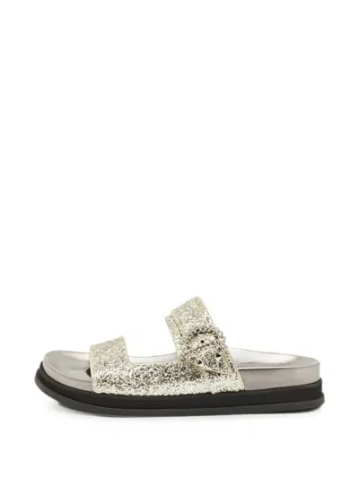 Pre-owned Jimmy Choo Marga Crystal-embellished Sandals In Silver