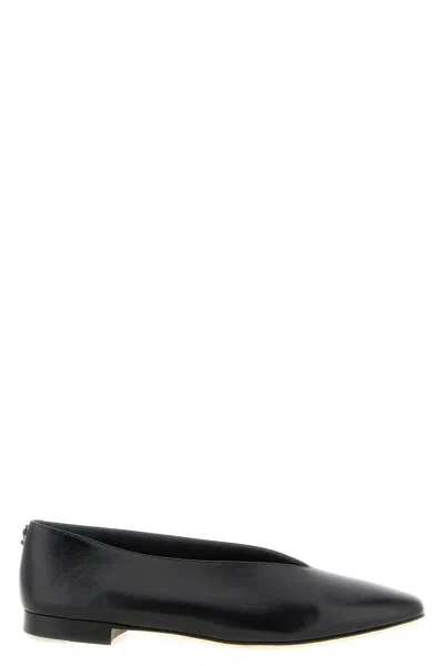 Jimmy Choo Margot Pointed Toe Leather Ballet Flats In Black