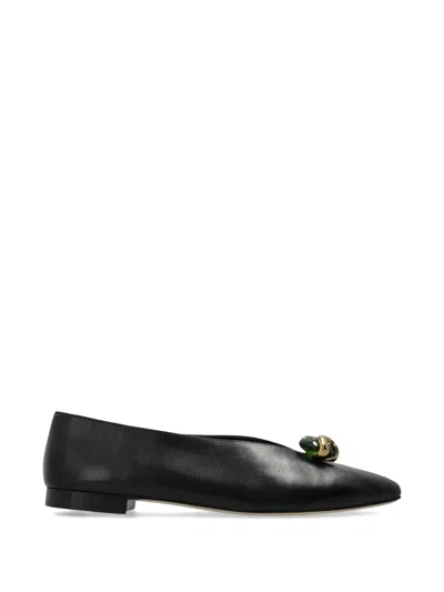 Jimmy Choo Margot Leather Loafers Round Toe Detail In Black