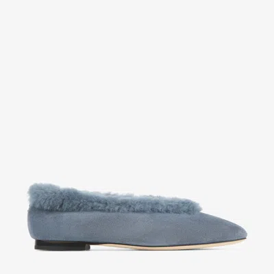 Jimmy Choo Shearling-trim Suede Ballet Flats In Blue