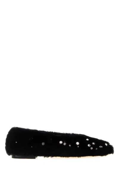 Jimmy Choo Margot Flat Ballerina Shoes In Black