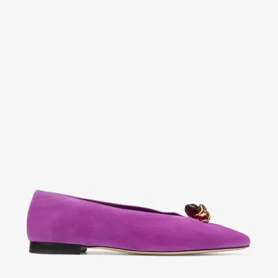 Jimmy Choo Margot Flat Violet Orchid Suede Flats Violet Orchid/dark Amber 38.5 In Purple