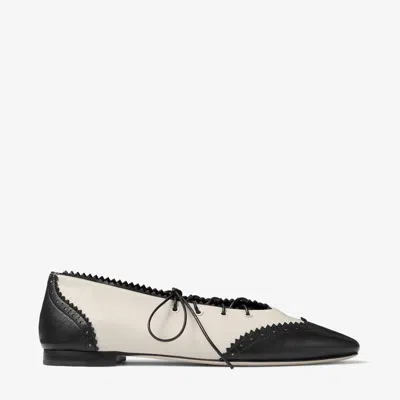 Jimmy Choo Margot Lace Up Flat In Black/bone